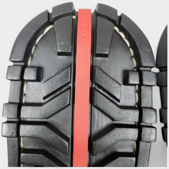 Vintage Prada Red Stripe Platform Boots Black Mens 9 (US 10) Made in Italy - Picture 12 of 16